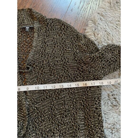 Eileen fisher linen blend metallic thread open knit cardigan size xs - Picture 4 of 6
